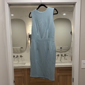 Chic Sleeveless Light Blue Midi Dress